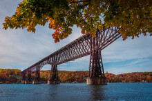 An Autumn View Of  Cantilever Bridge In Walkway Over The Hudson State Historic Park 