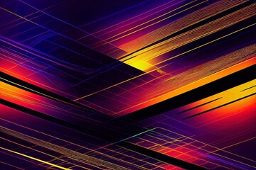 Poster - Beautiful abstract lines on a black background. Neon lights. Modern technological background. An element of futuristic design. 3d rendering image.