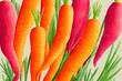Watercolor illustration of cartoon style orange carrots. Happy Easter hand painted symbol. Carrots for Easter Bunny.