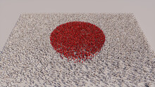 Japanese Banner Background, With People Gathering To Form The Flag Of Japan.