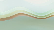 Pastel Green And Orange 3D Undulating Lines Form A Multicolored Abstract Background. 3D Render With Copy-space.  