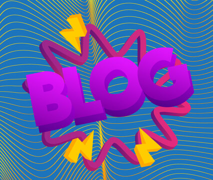 Blog. Word written with Children's font in cartoon style.