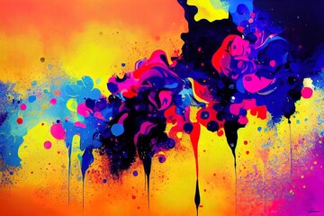 Poster - Abstract art background. The texture of the colorful and bright. Contemporary art. The canvas painting. Art pieces. The spots of paint. The paint brush. Modern art