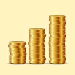 Poster - Pile of realistic 3d gold coins vector illustration