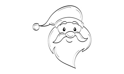 Sticker - Vector illustration of cute Santa Claus or character isolated on white background. Flat Style. Line Art for print or use as poster, card, flyer or T Shirt