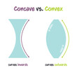 Concave versus convex vector illustration infographic