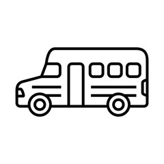 Sticker - School bus line icon vector graphic illustration