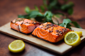 Wall Mural - salmon with lemon and dill