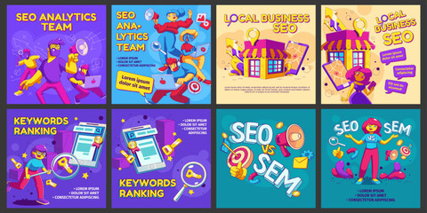 Poster - social media templates, post, sem, local business, seo analytics team, keyword ranking, digital mark