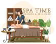 Woman getting back massage spa