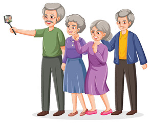 Canvas Print - Senior people group taking selfie