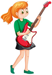 Canvas Print - A girl playing electric guitar