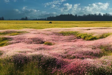 Canvas Print - many dry meadow flowers in winter field. Nature background