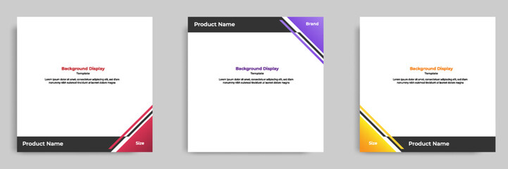 Wall Mural - Set of geometric square social media banner layout, product background backdrop display for ads commerce sale template in gradient color.