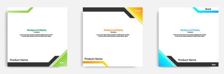 Wall Mural - Set of geometric square social media banner layout, product background backdrop display for ads commerce sale template in gradient color.