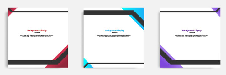 Wall Mural - Set of geometric square social media banner layout, product background backdrop display for ads commerce sale template in gradient color.