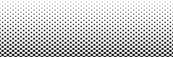 Poster - horizontal black halftone of cross or plus sign design for pattern and background.