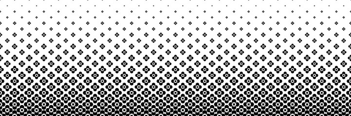 Poster - horizontal halftone of black flowers design for pattern and background.