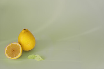 Lemon on a white background with an empty space