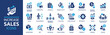 Increase sale icon set. Growth profit symbol. Business successful concept. Solid icon collection. Vector illustration.