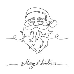 Wall Mural - Continuous line drawing face santa claus. Concept of Christmas. Holiday, New year.
 Vector design illustration on white background.