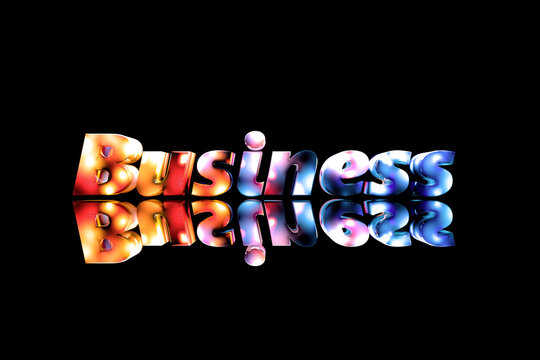 Modern and futuristic Business 3D text in a mixture of red and blue, beautiful reflection floor
