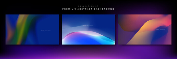 Wall Mural - Abstract 3d blurred gradient fluid liquid aurora smooth vector backgrounds with waves for futuristic technology background. Vector abstract graphic design banner pattern presentation wallpaper web.