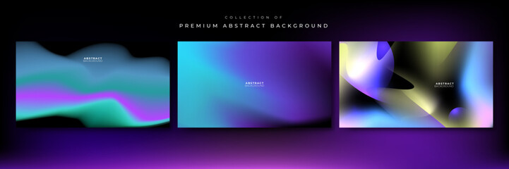 Blurred fluid liquid aurora gradient background with modern abstract technology futuristic neon hologram color patterns. Templates for brochure, poster, banner, flyer and card. Vector illustration.