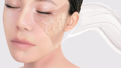 Wall Mural - The flow of serum or vitamins into the face helps skin care in 3d rendering.