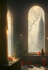 Wall Mural - Artistic concept painting of a christmas festive indoor