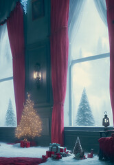 Wall Mural - Artistic concept painting of a christmas festive indoor