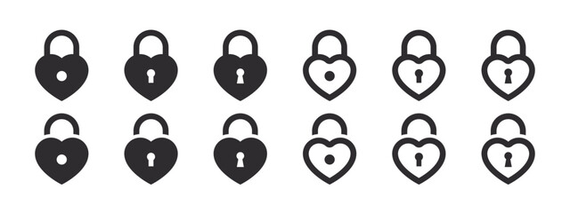 Wall Mural - Lock icons. Heart locks. Privacy symbol. Security symbol. Vector illustration