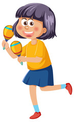 Sticker - Happy girl playing maracas