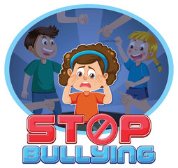 Poster - Stop Bullying text with cartoon character