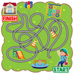 Wall Mural - Maze game template for kids