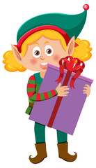 Canvas Print - Christmas elf girl cartoon character