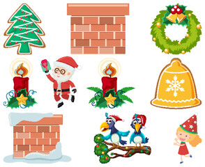 Wall Mural - Christmas characters and elements set