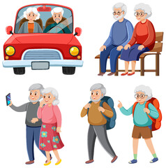 Canvas Print - Different elderly couples set