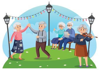 Wall Mural - Elderly people enjoying at park