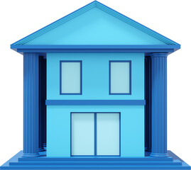 Poster - Administrative building, university, office, city hall in blue. PNG icon on transparent background. 3D rendering.