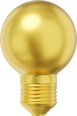 Poster - Realistic gold light bulb. 3D rendering. PNG Icon on transparent background