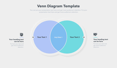 Aufkleber - Venn diagram template with two ways and place for your content. Slide for business presentation.