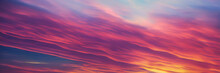 Colorful Cloudy Sky At Sunset. Sky Texture, Abstract Nature Background. Gradient Color.