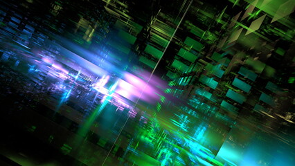 Poster - Luminous technological abstract background. Digital technologies, cloud computing, digital future. 3d illustration