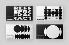 Abstract Homepage Design Kit. Modern Web Page Collection. Refraction And Distortion Glass Effect. Minimal Vector Illustration.