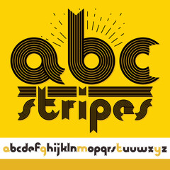 Fototapete - Set of trendy modern vector lowercase alphabet letters isolated. Funky bold rounded font for use as business poster design elements. Created using stripy ornate, parallel lines.