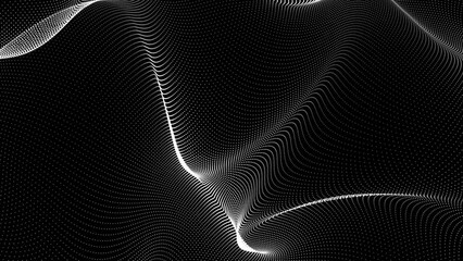 Poster - 4k Mir white wave isolated on the black background.