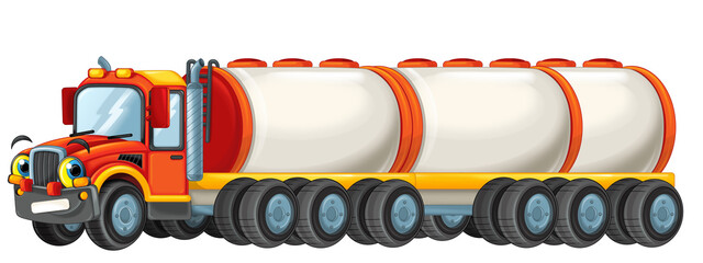 Wall Mural - happy cartoon cistern truck driver car tanker