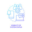 System status visibility blue gradient concept icon. Improve user experience. UX design fundamental abstract idea thin line illustration. Isolated outline drawing. Myriad Pro-Bold font used