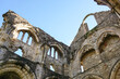 ancient medieval ruins of abbey in England UK. Historic stone remains of monastery